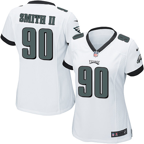 Women's Limited Marcus Smith II Nike Jersey White Road - #90 NFL Philadelphia Eagles